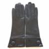 Gants en Cuir d'Agneau, Cuir Vernis Noir Twigy Doublés Soie.
