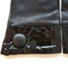 Gants en Cuir d'Agneau, Cuir Vernis Noir Twigy Doublés Soie.
