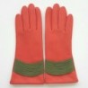Gants en Cuir d'Agneau Capucine Kaki Athéna Doublés Soie.