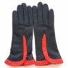 Gants en Cuir d'Agneau Noir Capucine Cassia Doublés Soie.