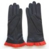Gants en Cuir d'Agneau Noir Capucine Cassia Doublés Soie.