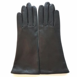 Gants en Cuir d'Agneau Noir Coline Doublés Soie.