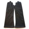 Gants en Cuir d'Agneau Noir Coline Doublés Soie.