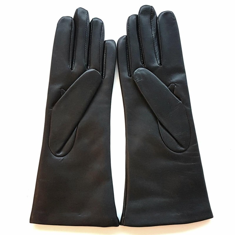 Gants en Cuir d'Agneau Noir Coline Doublés Cachemire.