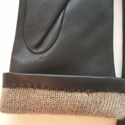 Gants en Cuir d'Agneau Noir Coline Doublés Cachemire.