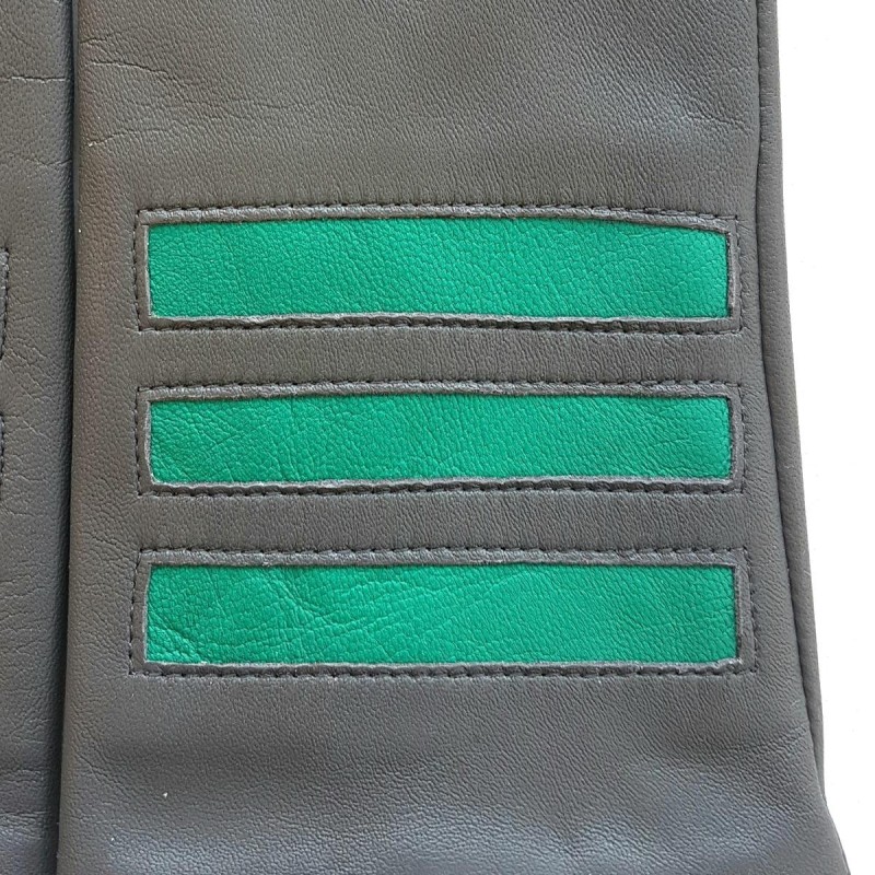 Gants en Cuir d'Agneau Charcoal Emeraude Aiko Doublés Soie.