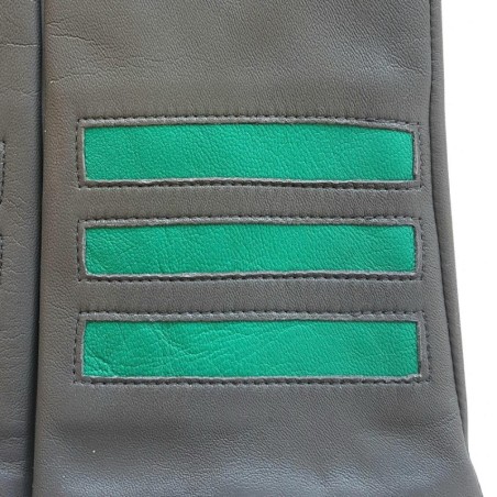 Gants en Cuir d'Agneau Charcoal Emeraude Aiko Doublés Soie.