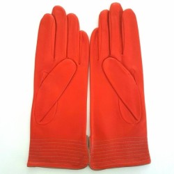 Gants en Cuir d'Agneau Orange et Clay Fénelon Doublés Soie.