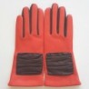 Gants en Cuir d'Agneau Capucine Bordeaux Setsu Doublés Soie.