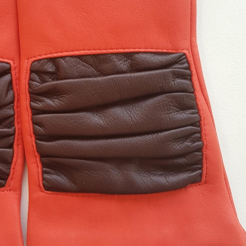 Gants en Cuir d'Agneau Capucine Bordeaux Setsu Doublés Soie.