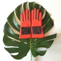 Gants en Cuir d'Agneau Capucine Bordeaux Setsu Doublés Soie.