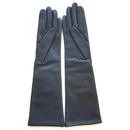 Gants en Cuir d'Agneau Bleu Marine Rose Shizuyo Doublés Soie.