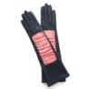 Gants en Cuir d'Agneau Bleu Marine Rose Shizuyo Doublés Soie.