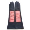 Gants en Cuir d'Agneau Bleu Marine Rose Shizuyo Doublés Soie.