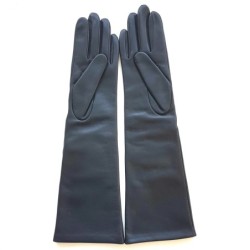 Gants en Cuir d'Agneau Bleu Marine Rose Shizuyo Doublés Soie.