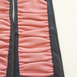Gants en Cuir d'Agneau Bleu Marine Rose Shizuyo Doublés Soie.