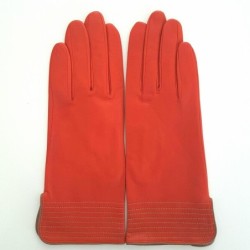 Gants en Cuir d'Agneau Orange et Clay Fénelon Doublés Soie.
