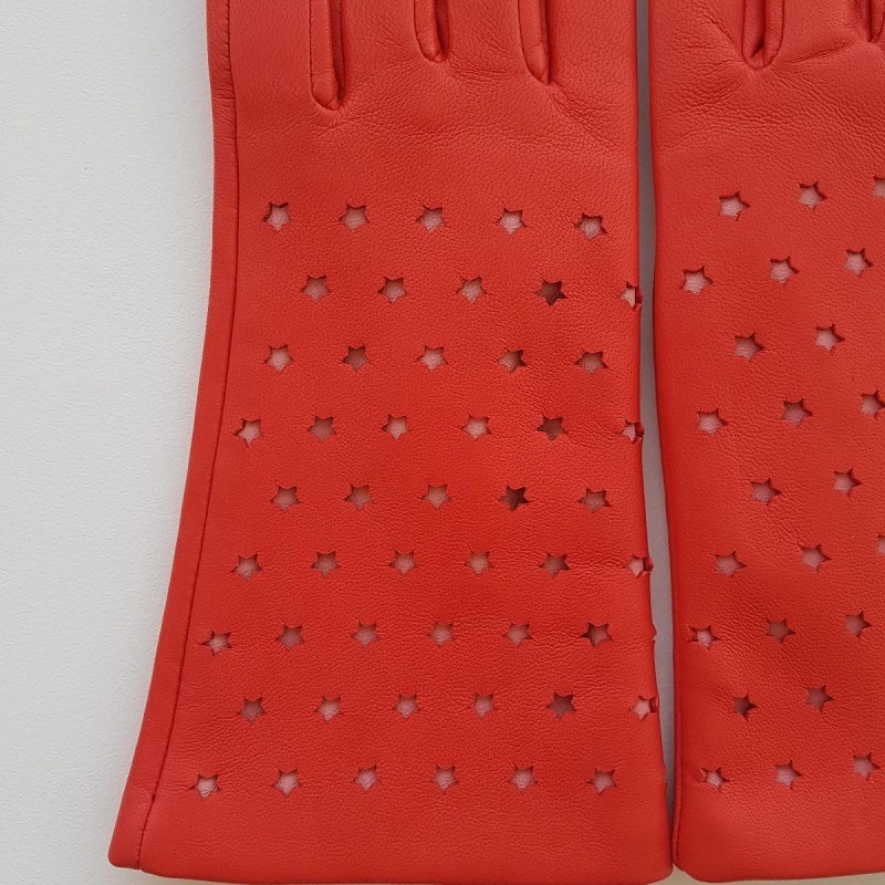 Gants en Cuir d'Agneau Capucine Rose Seren Doublés Soie.