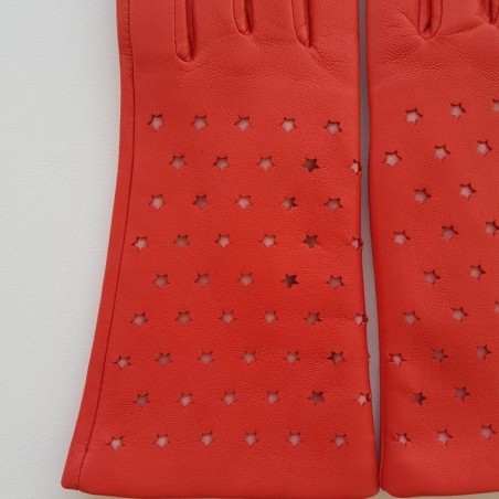 Gants en Cuir d'Agneau Capucine Rose Seren Doublés Soie.