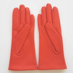 Gants en Cuir d'Agneau Capucine Rose Seren Doublés Soie.