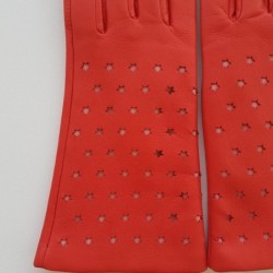 Gants en Cuir d'Agneau Capucine Rose Seren Doublés Soie.