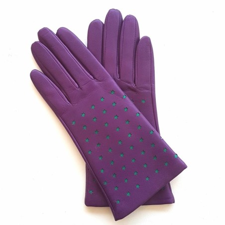 Gants en Cuir d'Agneau Améthyste Emeraude Seren Doublés Soie.
