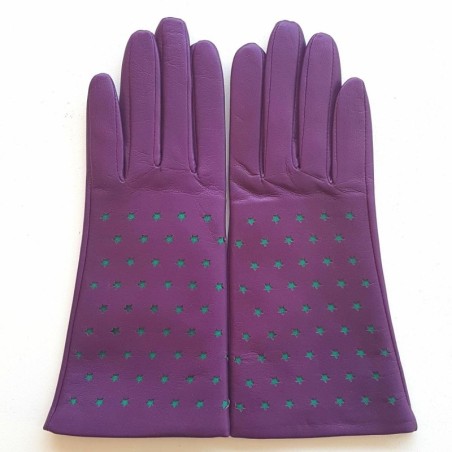 Gants en Cuir d'Agneau Améthyste Emeraude Seren Doublés Soie.