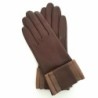 Gants en Cuir d'Agneau Marron et Sable "Ucara" Doublés Soie.