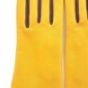 Gants en Cuir d'Agneau Jaune Cassis Elisa Doublés Soie.