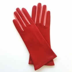 Gants en Cuir d'Agneau Rouge Rose Elisa Doublés Soie.