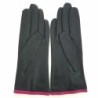 Gants en Cuir d'Agneau Noir Hot Pink Margueritte Doublés Soie.
