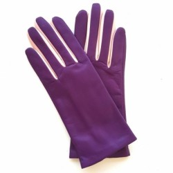 Gants en Cuir d'Agneau Améthyste Rose Colombe Doublés Soie.