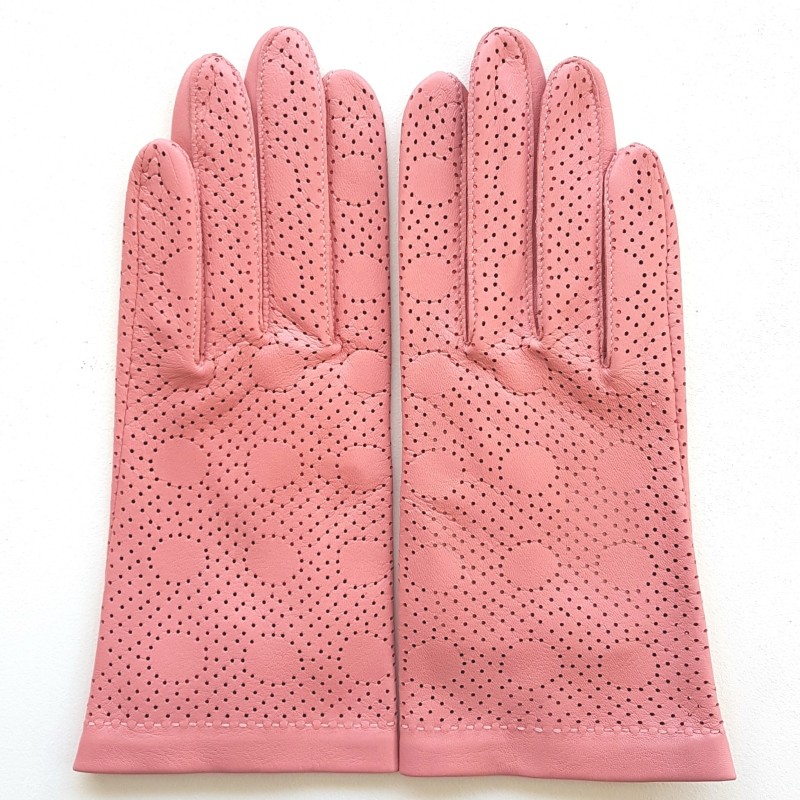 Gants en Cuir d'Agneau Rose Carmélina Non Doublés.