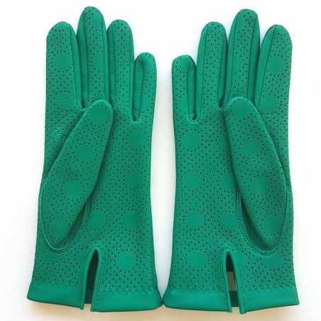 Gants en Cuir d'Agneau Verts Carmélina Non Doublés.
