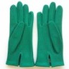 Gants en Cuir d'Agneau Verts Carmélina Non Doublés.