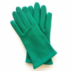 Gants en Cuir d'Agneau Verts Carmélina Non Doublés.