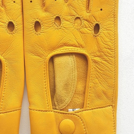 Mitaines en Cuir d'Agneau Jaune Pilote Non Doublées.