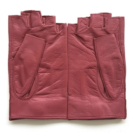 Mitaines en Cuir d'Agneau Rose Antique Pilote Non Doublées.