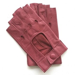 Mitaines en Cuir d'Agneau Rose Antique Pilote Non Doublées.