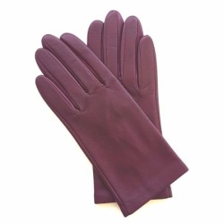 Gants en Cuir d'Agneau Cassis Capucine Doublés Soie.