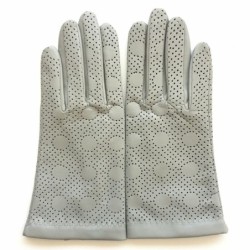 Gants en Cuir d'Agneau Gris Clair Carmelina Non Doublés.