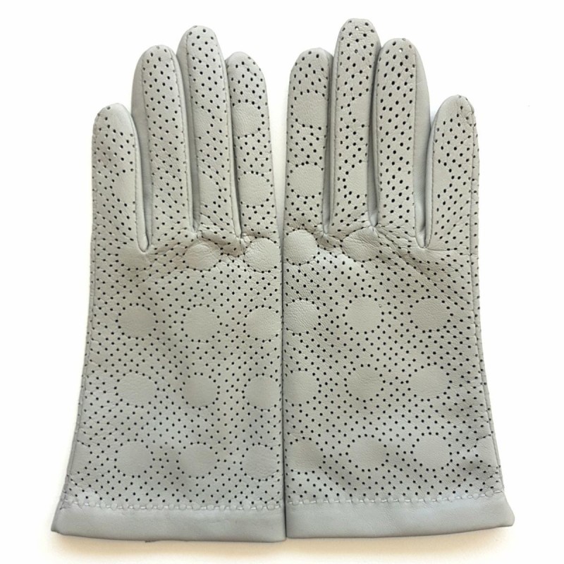 Gants en Cuir d'Agneau Gris Clair Carmelina Non Doublés.