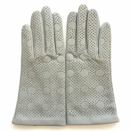 Gants en Cuir d'Agneau Gris Clair Carmelina Non Doublés.