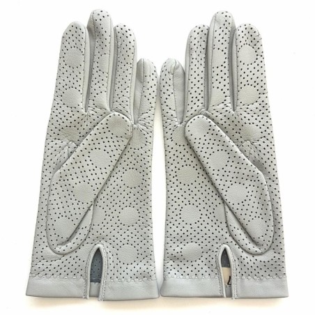 Gants en Cuir d'Agneau Gris Clair Carmelina Non Doublés.