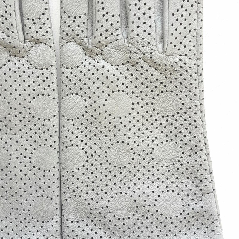 Gants en Cuir d'Agneau Gris Clair Carmelina Non Doublés.