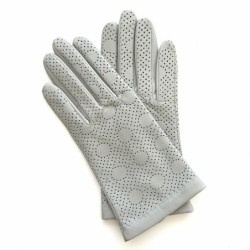 Gants en Cuir d'Agneau Gris Clair Carmelina Non Doublés.