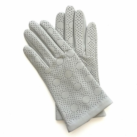 Gants en Cuir d'Agneau Gris Clair Carmelina Non Doublés.