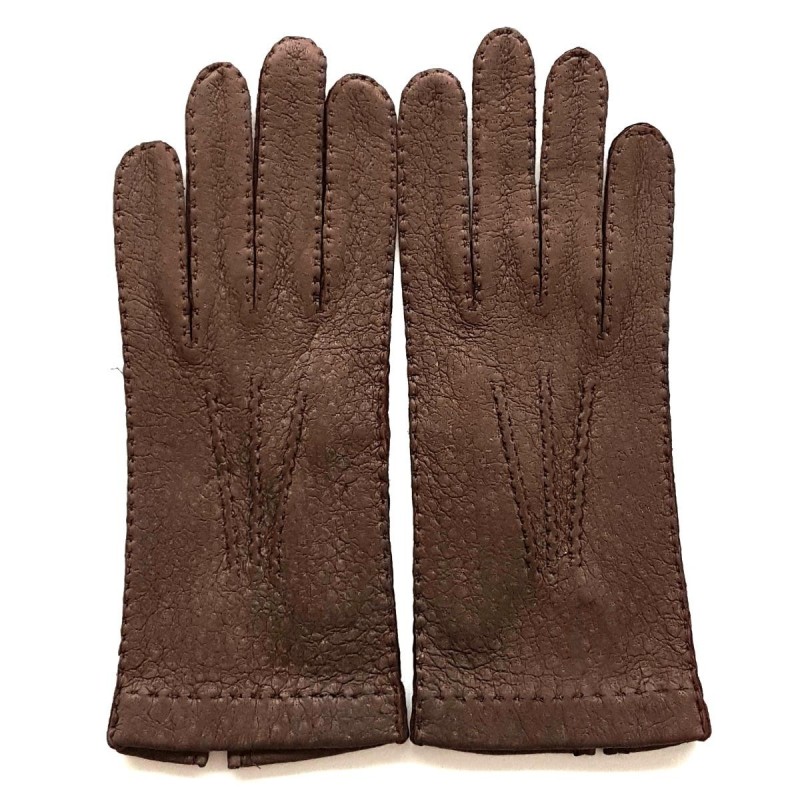 Gants en Cuir de Pécari Vison Patt Non Doublés .