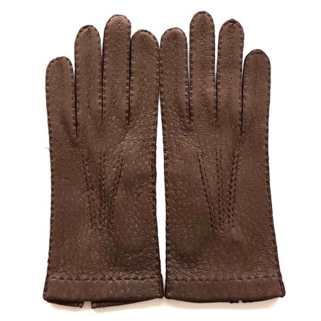 Gants en Cuir de Pécari Vison Patt Non Doublés .