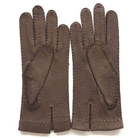Gants en Cuir de Pécari Vison Patt Non Doublés .